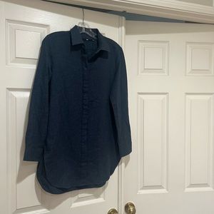 NWNT JARBO Women's Blue Gray Japanese Cotton Flannel Long‎ Sleeve Tunic Shirt 32